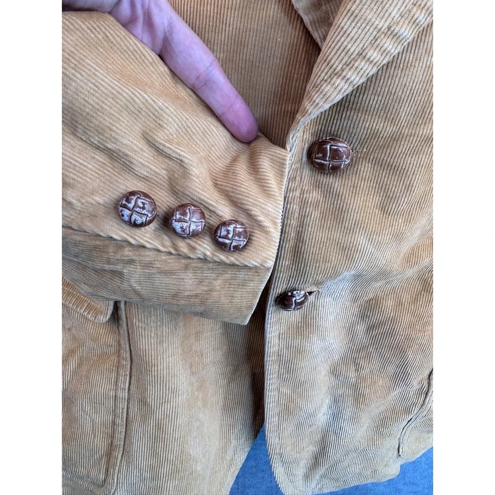 Vintage Blazer Sport Coat‎ 46R* Jacket Tan Corduroy Elbow Patches Distressed